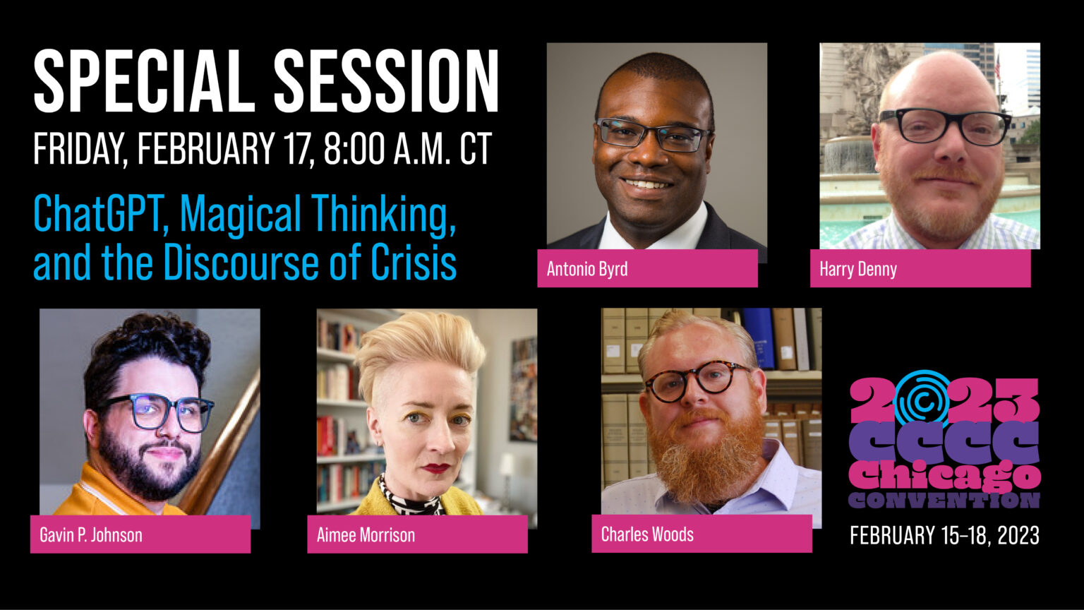 Session banner fo. The speakers' profile images are provided along with the session title.